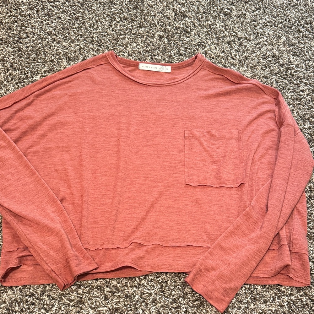 Altar'd State Long Sleeve Tee in Rust Red